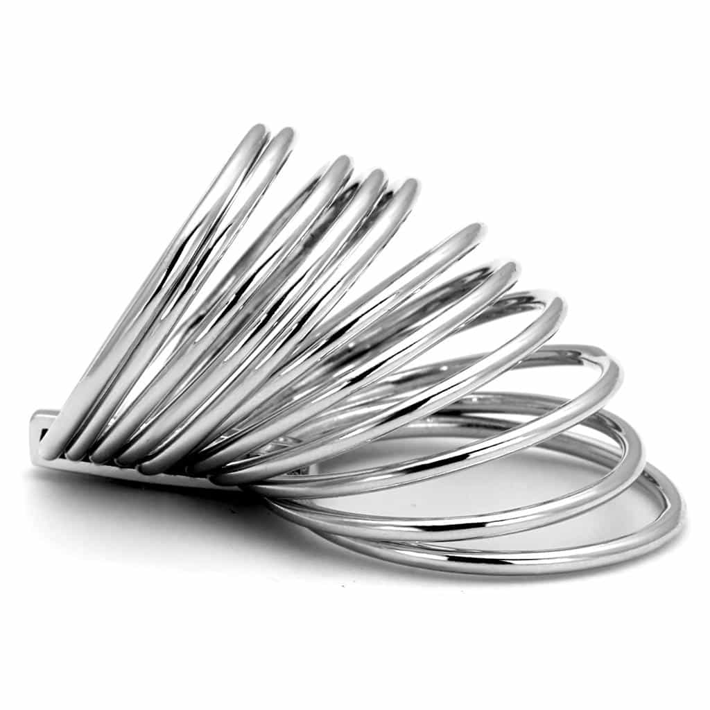 Brass Silver Multi Wire Coil Wide Band Ring view 5