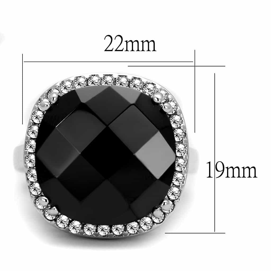Brass Silver Black Onyx Oval CZ Halo Cocktail Ring view 3