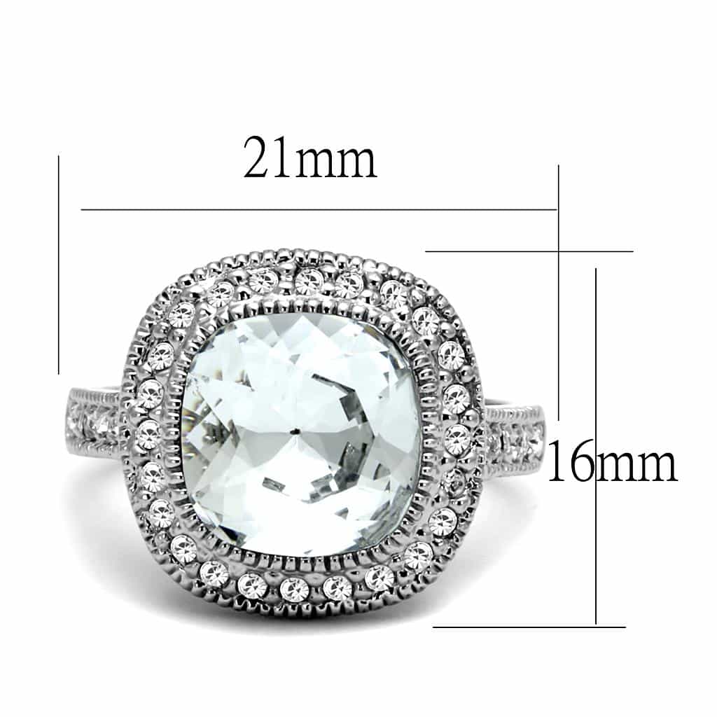 Brass Silver CZ Cushion Cut Double Halo Cocktail Ring view 3