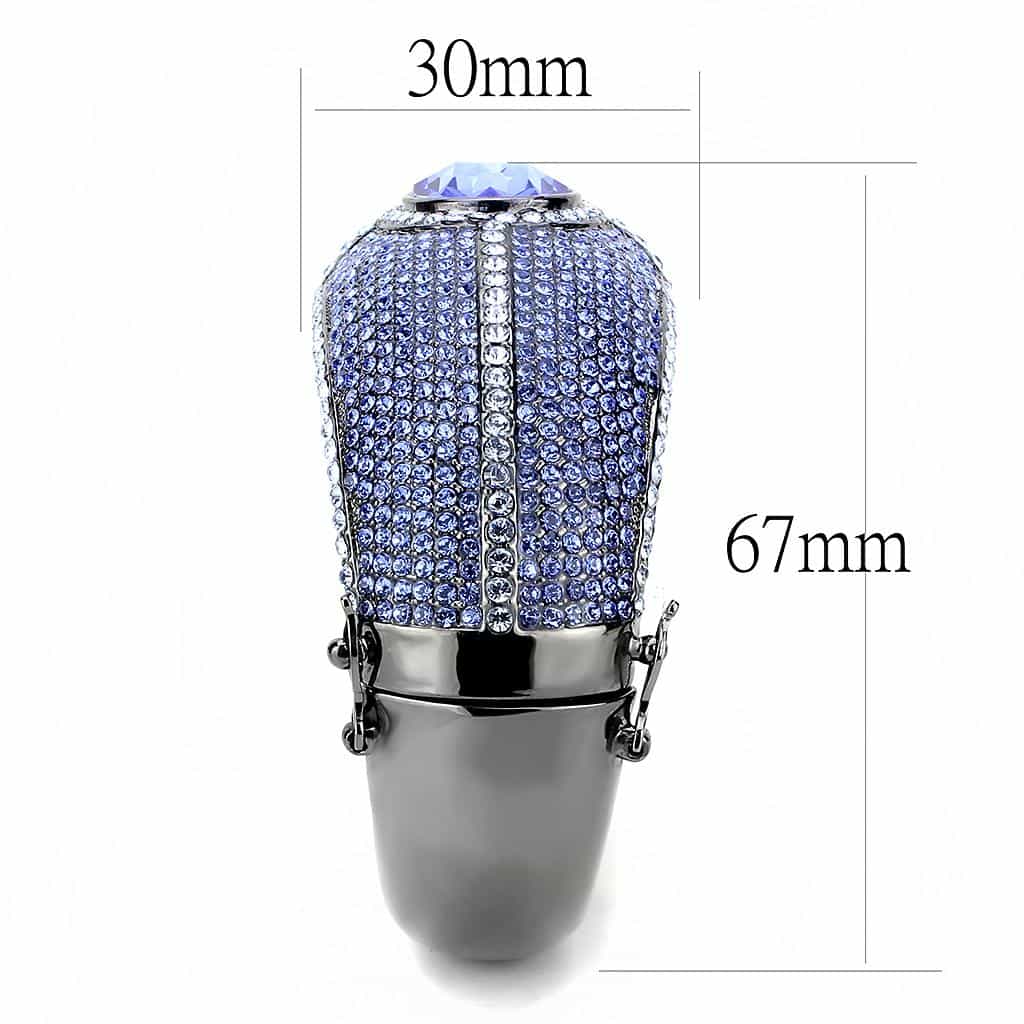 Brass Gunmetal Blue Tanzanite Crystal Pave Wide Bangle Bracelet view 7
