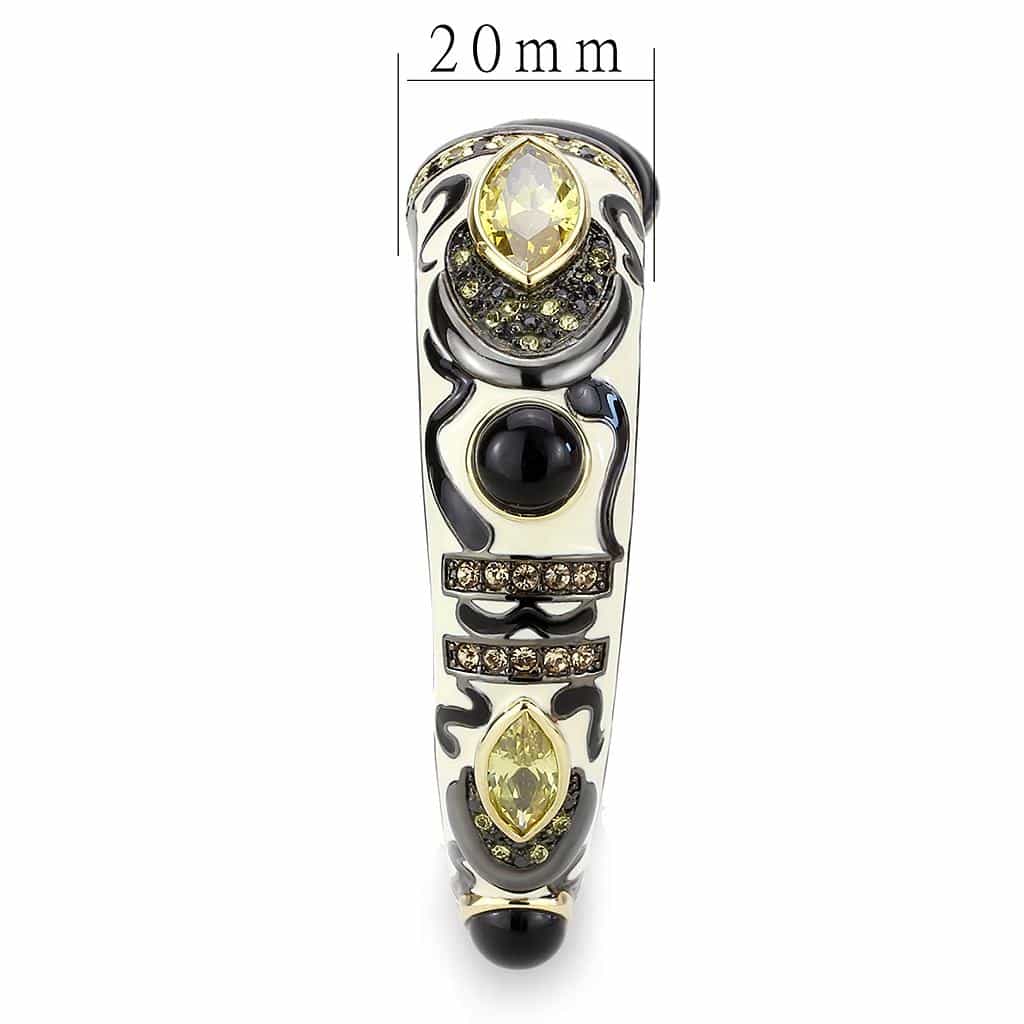 Brass Gunmetal Black Onyx Marquise Crystal Hinged Bangle Bracelet view 7