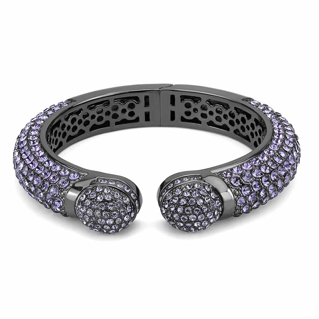Brass Gunmetal Purple Tanzanite Crystal Pave Cuff Bangle Bracelet view 3