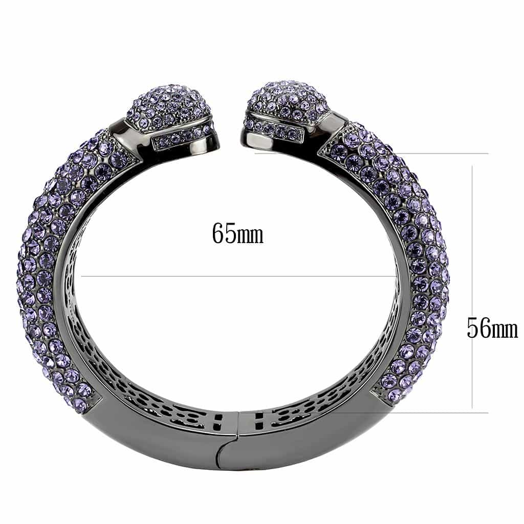 Brass Gunmetal Purple Tanzanite Crystal Pave Cuff Bangle Bracelet view 5