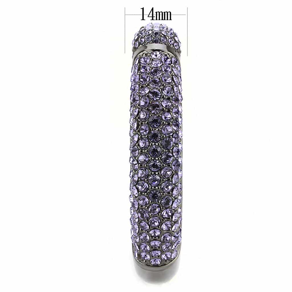Brass Gunmetal Purple Tanzanite Crystal Pave Cuff Bangle Bracelet view 7