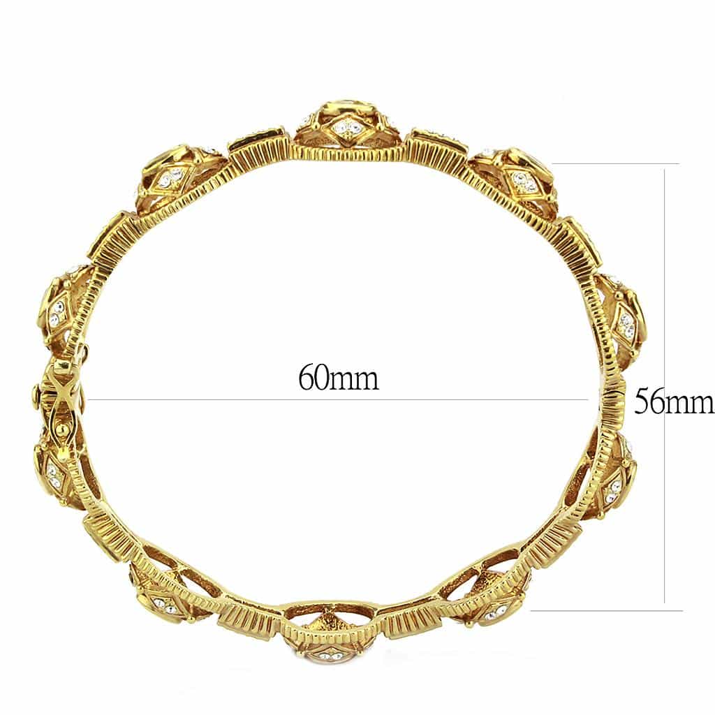 Brass Gold CZ Filigree Oval Link Bangle Bracelet view 5