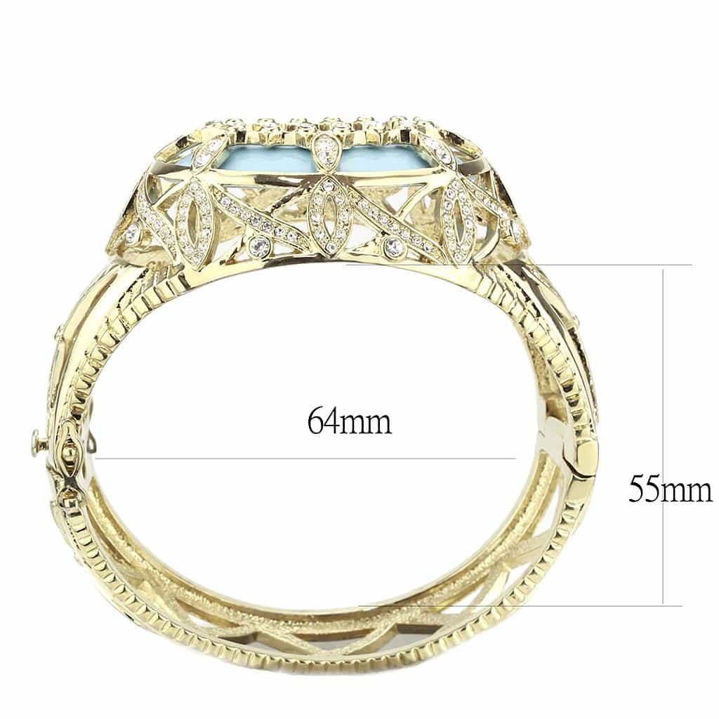 Brass Gold Teal Enamel CZ Lattice Filigree Hinged Bangle Bracelet view 5