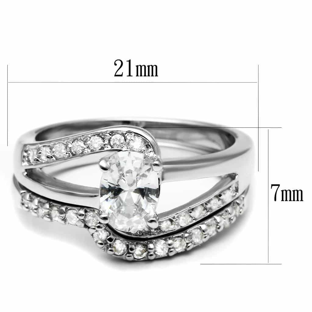 Brass Silver CZ Cushion Cut Bypass Bridal Ring Set Ring view 3