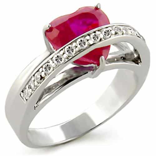 Sterling Silver Ruby Red CZ Cushion Channel Cocktail Ring view 1