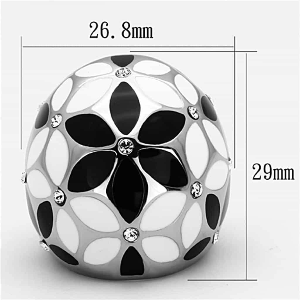 Stainless Steel Enamel Flower Dome Ring view 3