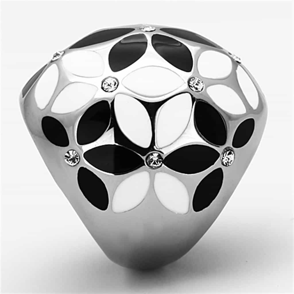 Stainless Steel Enamel Flower Dome Ring view 7