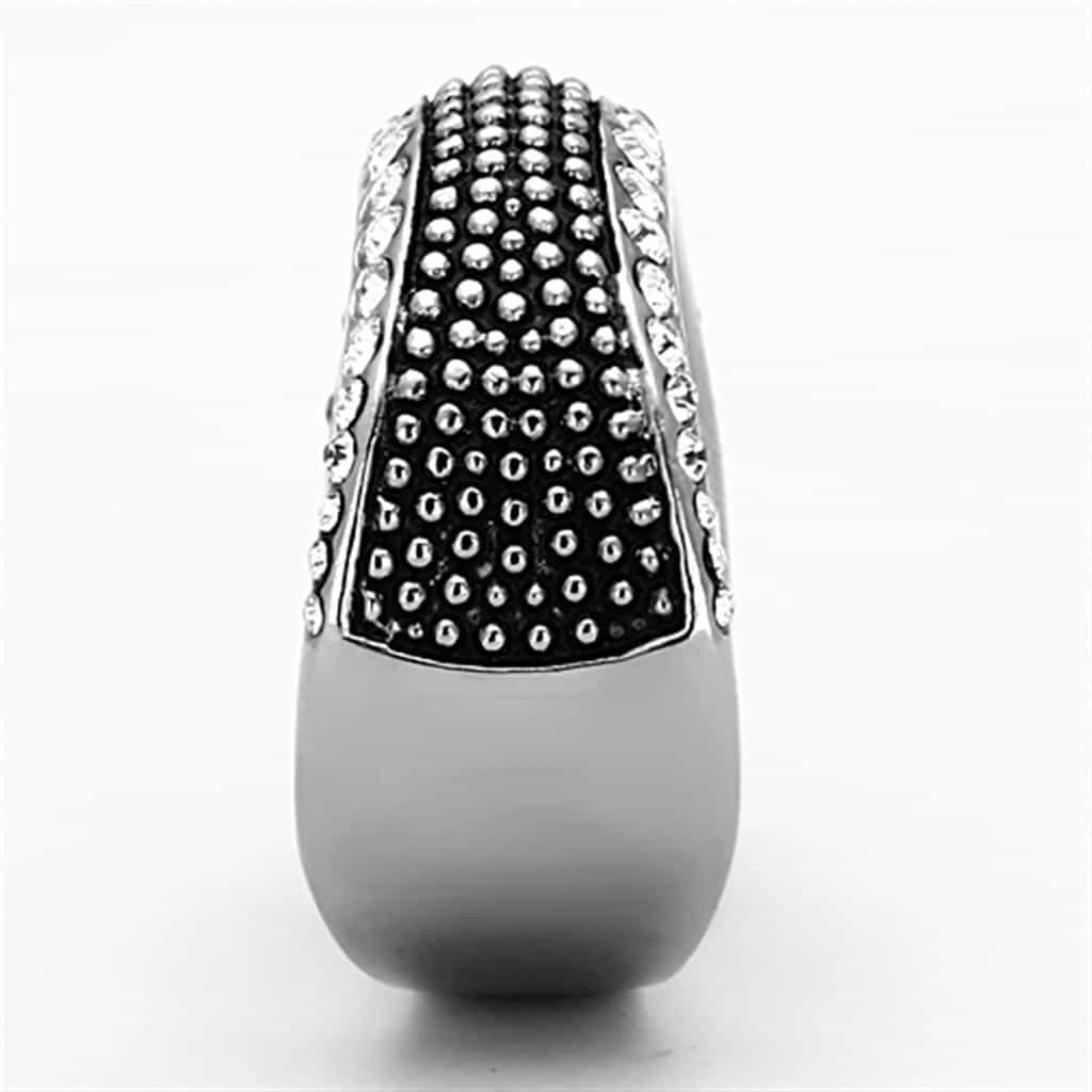 Stainless Steel CZ Multi Row Pave Tapered Band Ring view 7