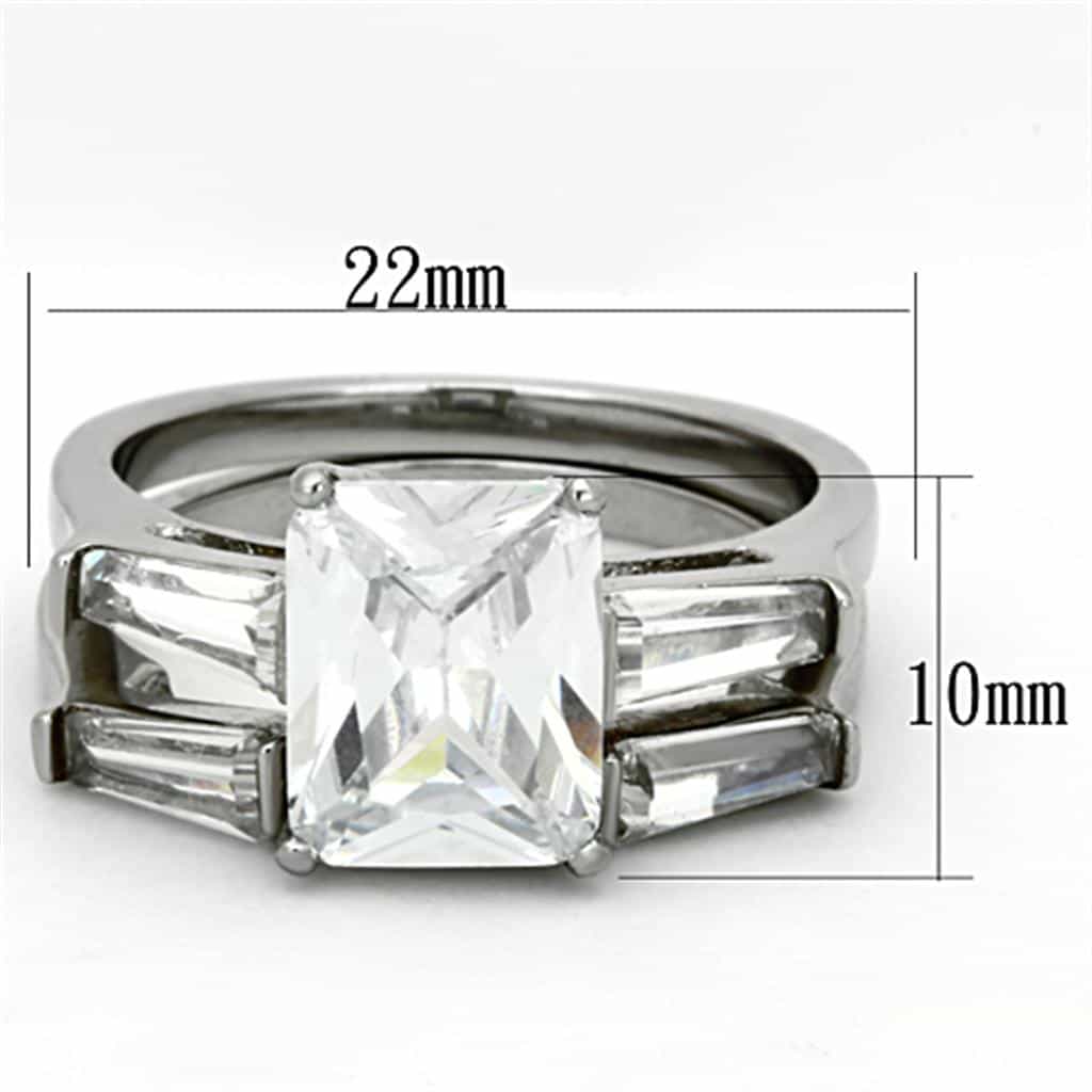 Stainless Steel Princess Bridal Ring view 3