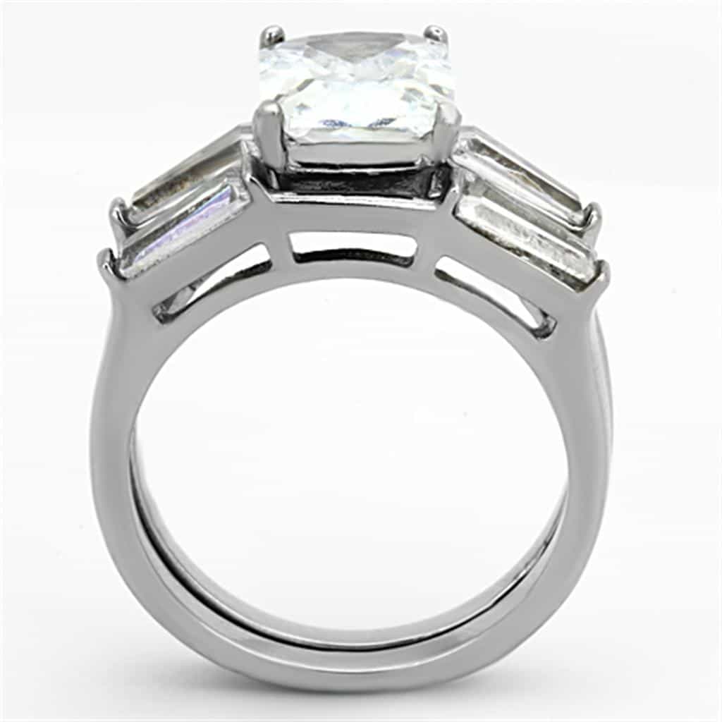 Stainless Steel Princess Bridal Ring view 5