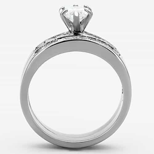 Stainless Steel Black Round CZ Halo Pave Ring view 5