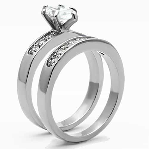 Stainless Steel Black Round CZ Halo Pave Ring view 7