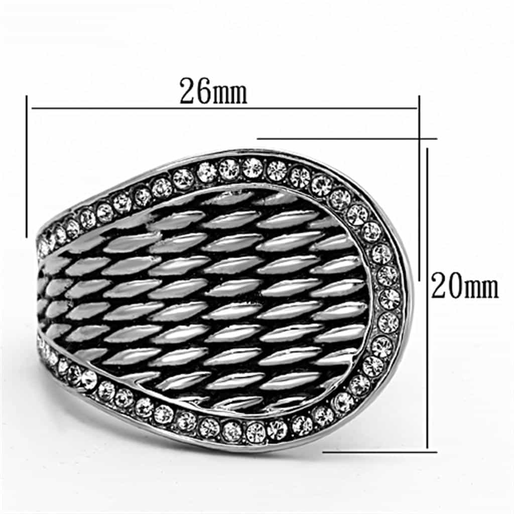 Stainless Steel CZ Pave Angel Wing Dome Ring view 3