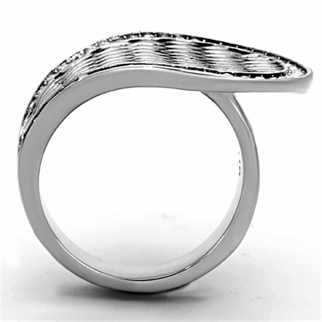 Stainless Steel CZ Pave Angel Wing Dome Ring view 5