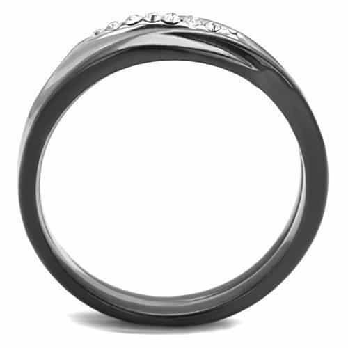 Stainless Steel Dark Triple Interlocking Stackable Band Ring view 5