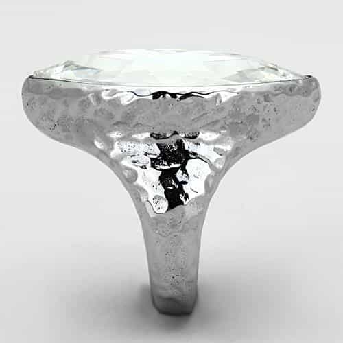 Stainless Steel CZ Oversized Pear Bezel Ring view 7