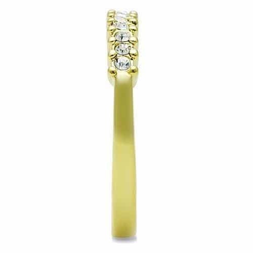 Stainless Steel Gold CZ Single Row Band Ring view 7