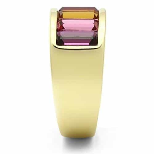 Brass Gold Rainbow Baguette Channel Band Ring view 4