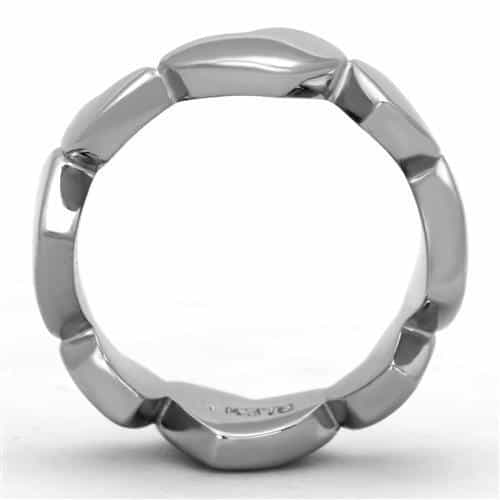 Stainless Steel Linked Open Heart Chain Band Ring view 5