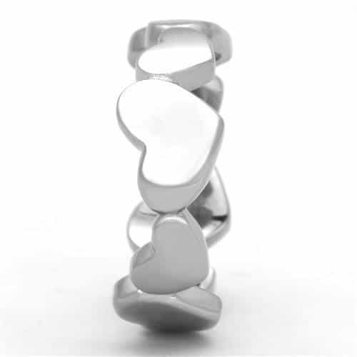 Stainless Steel Linked Open Heart Chain Band Ring view 7
