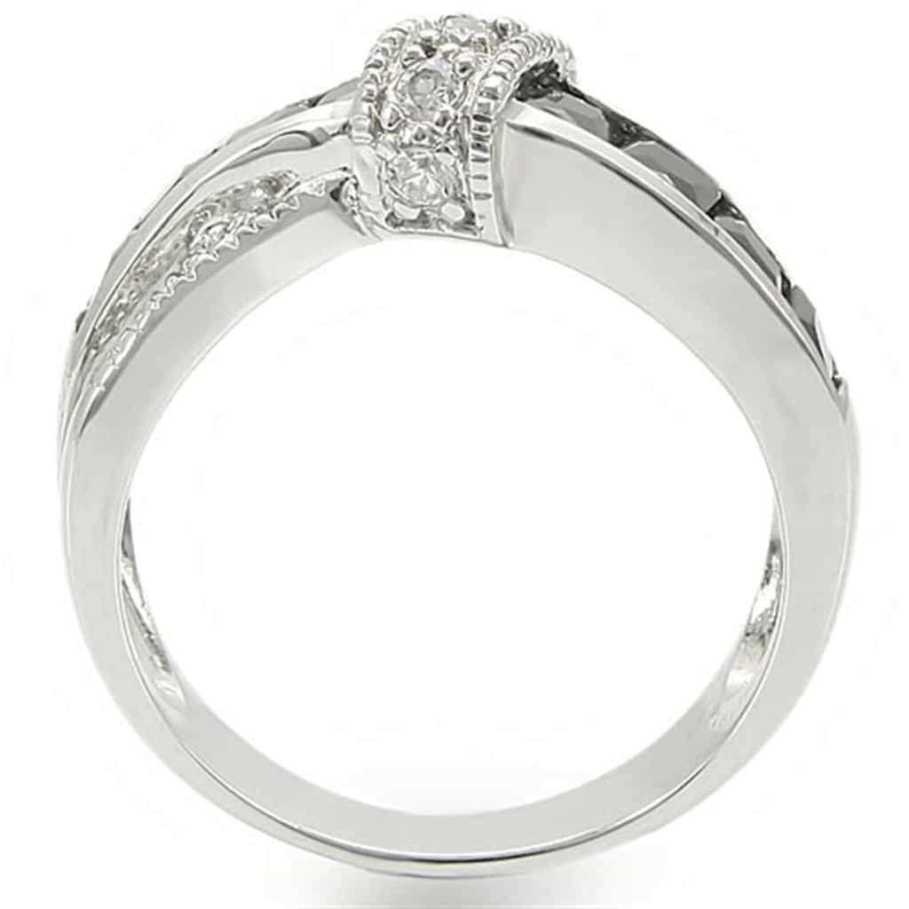 Stainless Steel Black Baguette CZ Crossover X Band Pendant view 7