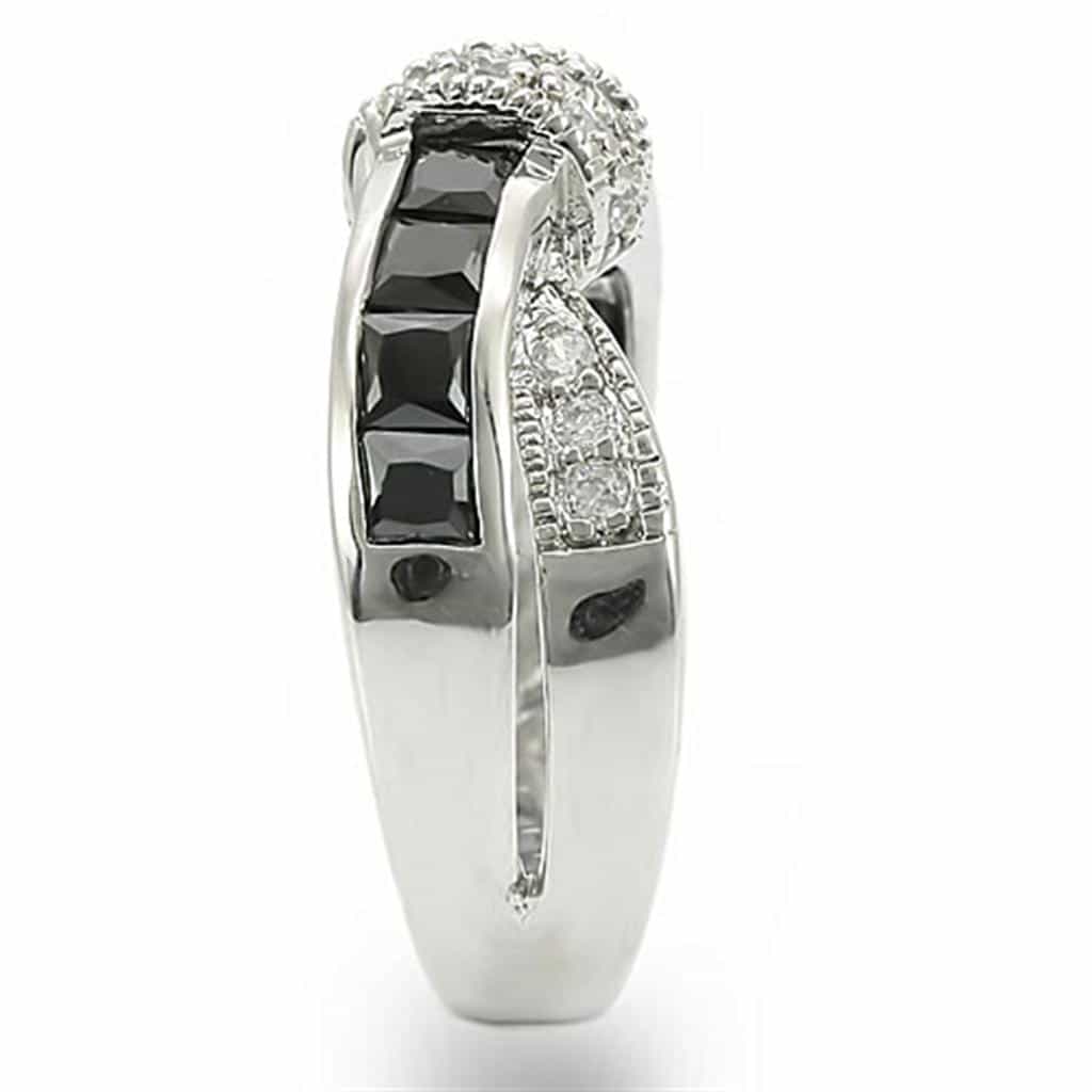 Stainless Steel Black Baguette CZ Crossover X Band Pendant view 9
