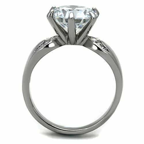 Stainless Steel CZ Large Round Swirl Bypass Ring view 5
