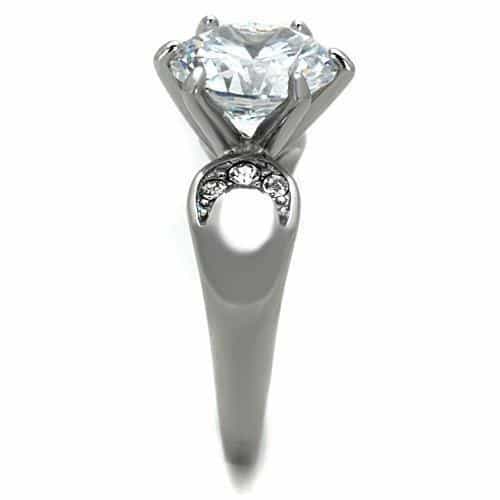 Stainless Steel CZ Large Round Swirl Bypass Ring view 7