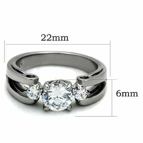 Stainless Steel Marquise Solitaire Pavé Ring view 3