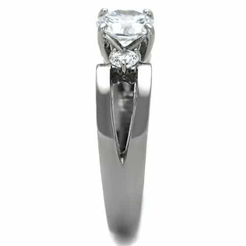 Stainless Steel Marquise Solitaire Pavé Ring view 7
