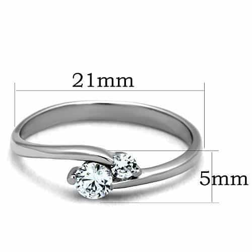 Stainless Steel CZ Double Round Petite Band Ring view 3