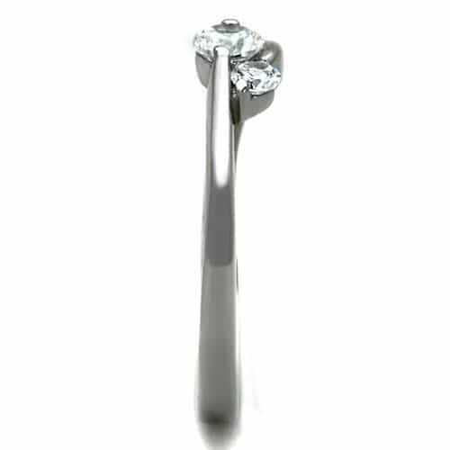 Stainless Steel CZ Double Round Petite Band Ring view 7