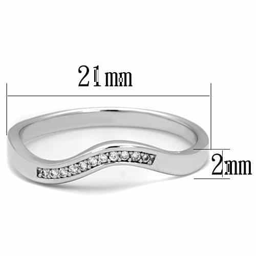 Stainless Steel CZ Pave Slim Channel Band Ring view 3