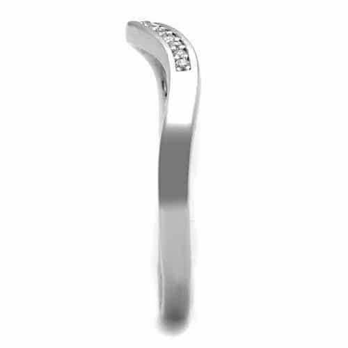 Stainless Steel CZ Pave Slim Channel Band Ring view 7