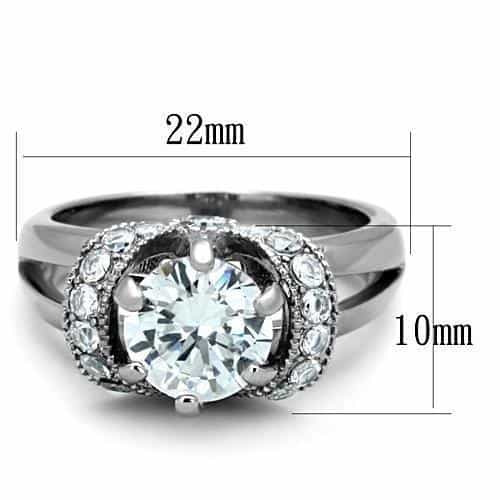 Stainless Steel Round CZ Halo Ring view 3