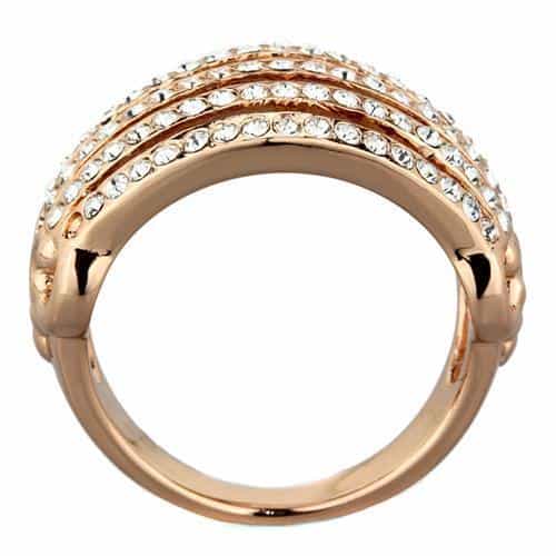 Stainless Steel Rose Gold CZ Multi Row Wide Ring view 5