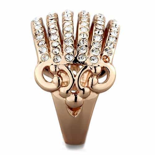 Stainless Steel Rose Gold CZ Multi Row Wide Ring view 7