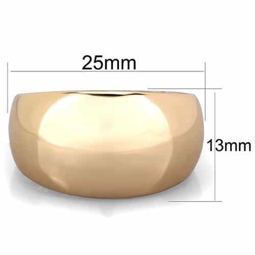 Stainless Steel Rose Gold Smooth Dome CZ Diagonal Accent Ring view 3