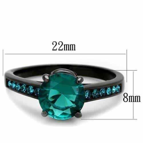 Stainless Steel Blue Zircon Solitaire Ring view 3