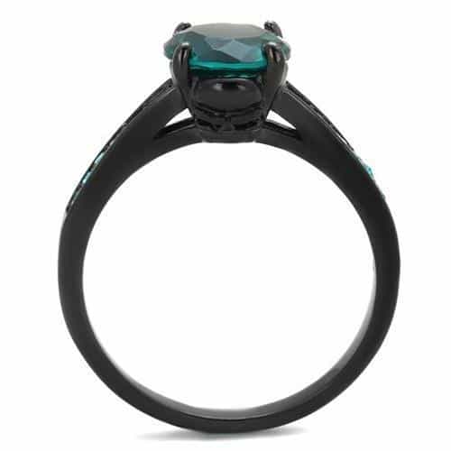 Stainless Steel Blue Zircon Solitaire Ring view 5