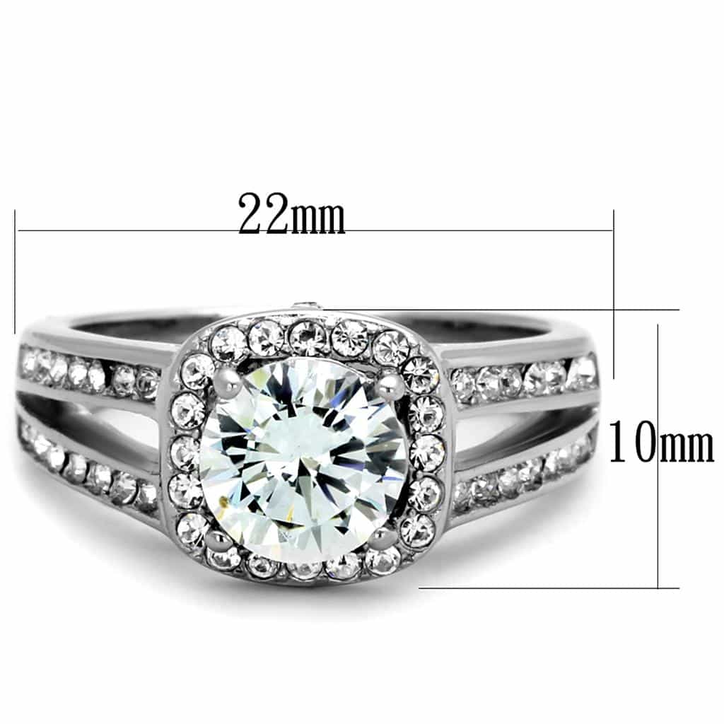 Stainless Steel CZ Round Halo Split Shank Pave Ring view 3