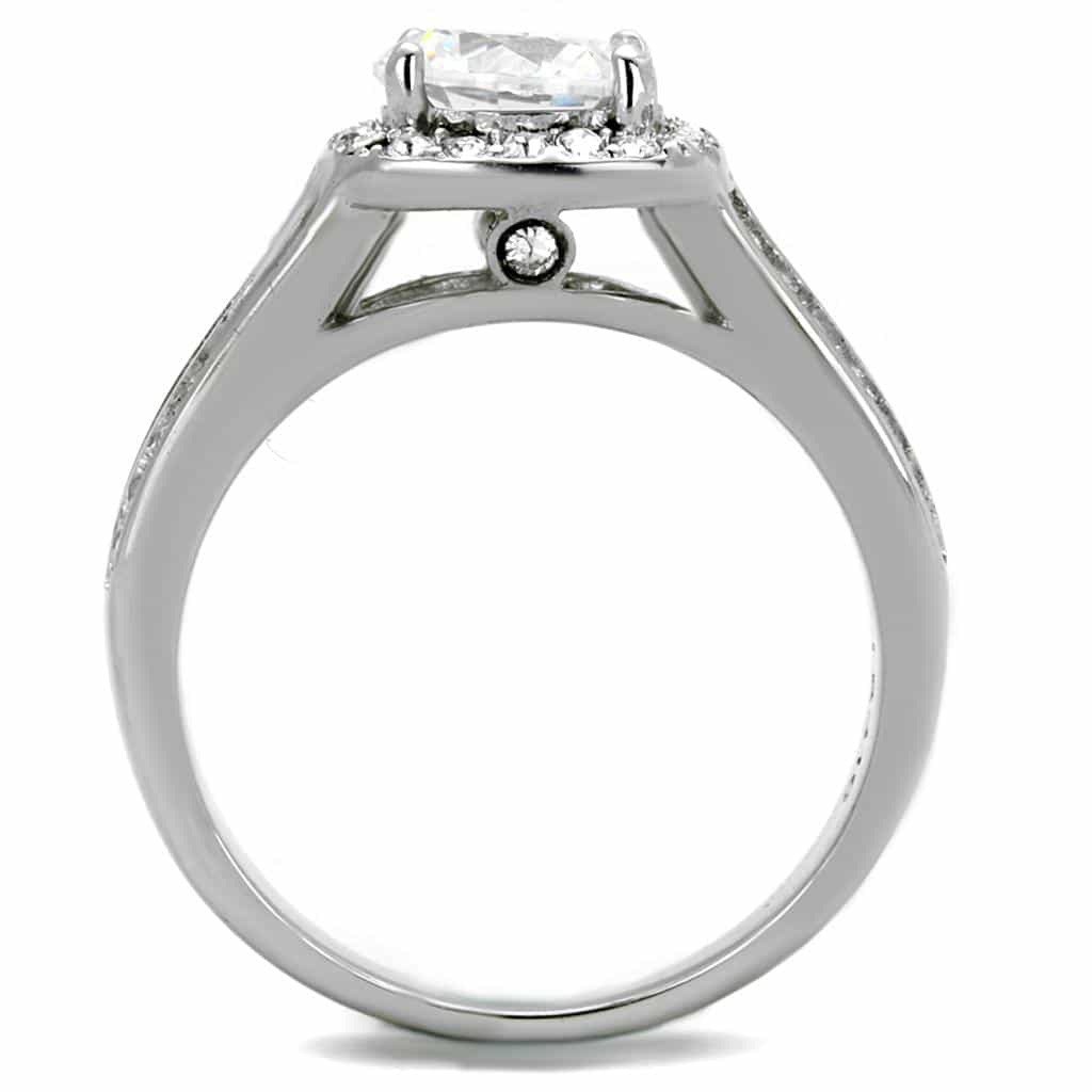 Stainless Steel CZ Round Halo Split Shank Pave Ring view 5