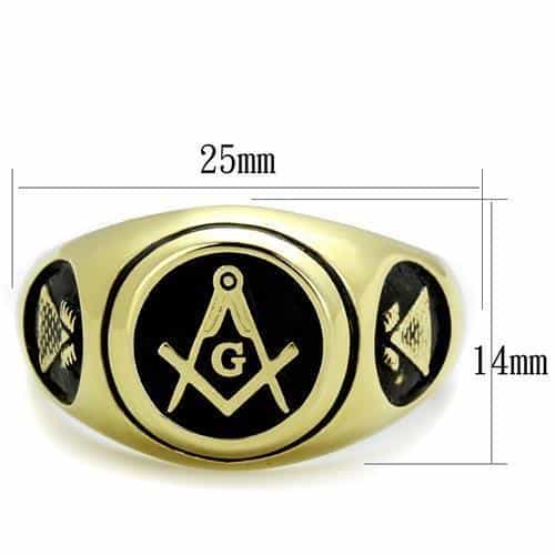 Stainless Steel Masonic Square Gold Ring view 3