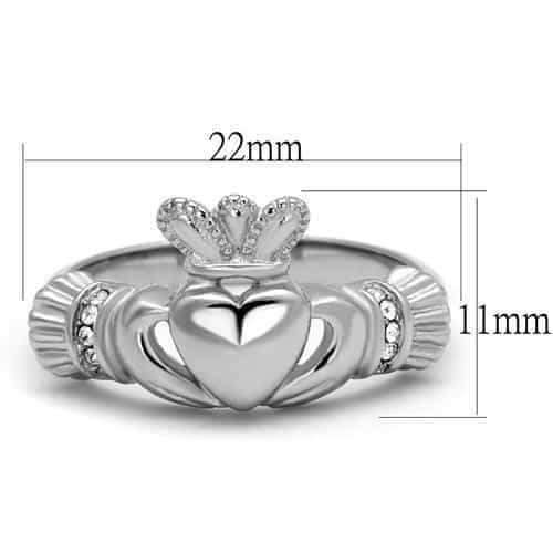 Stainless Steel Polished Claddagh Heart Crown Ring view 3