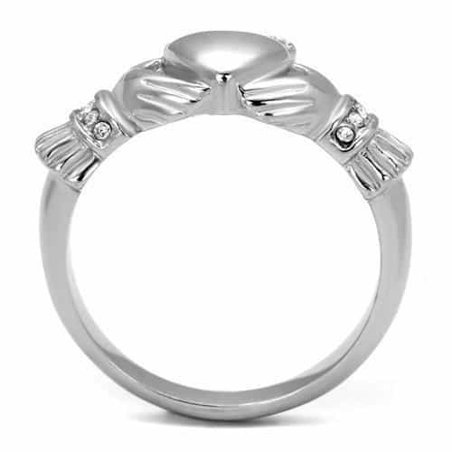Stainless Steel Polished Claddagh Heart Crown Ring view 5