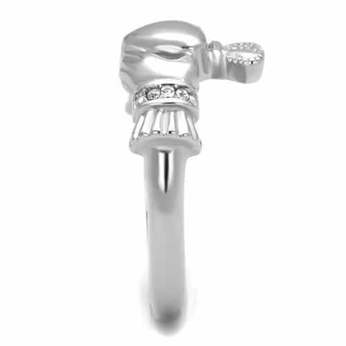 Stainless Steel Polished Claddagh Heart Crown Ring view 7