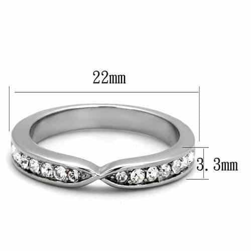 Stainless Steel CZ Pave Twisted Crossover Infinity Band Ring view 3